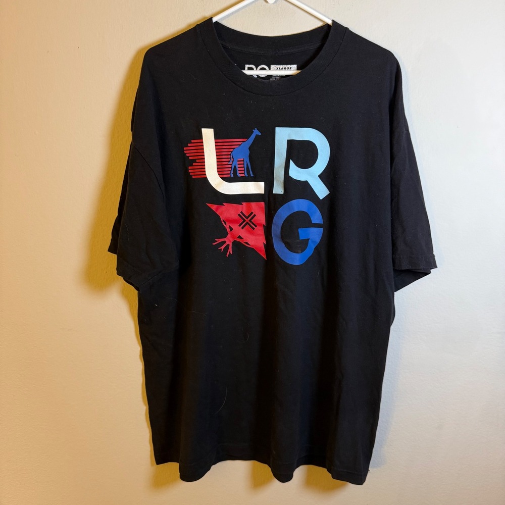 LRG Lifted Research Group Mens XL Black Graphic Logo T-Shirt Short Sleeve Cotton